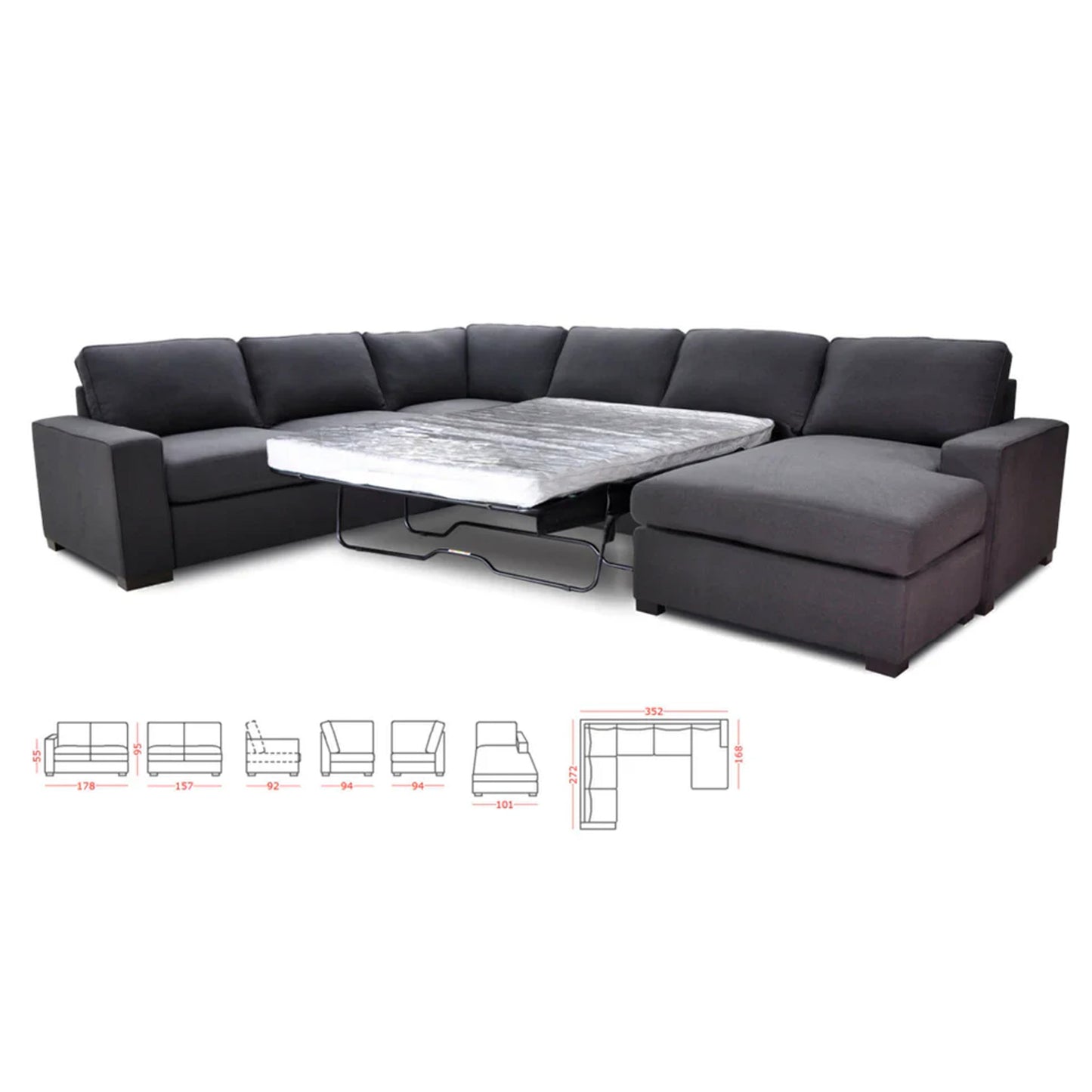 Barcelona Corner Lounge Suite with Sofa Bed